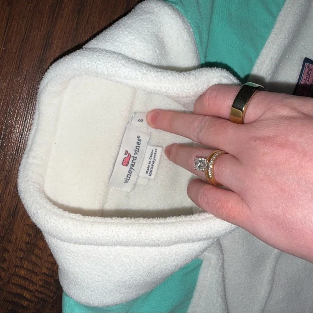 Vineyard Vines White Blue Fleece Shep Vest Women’s size Small S